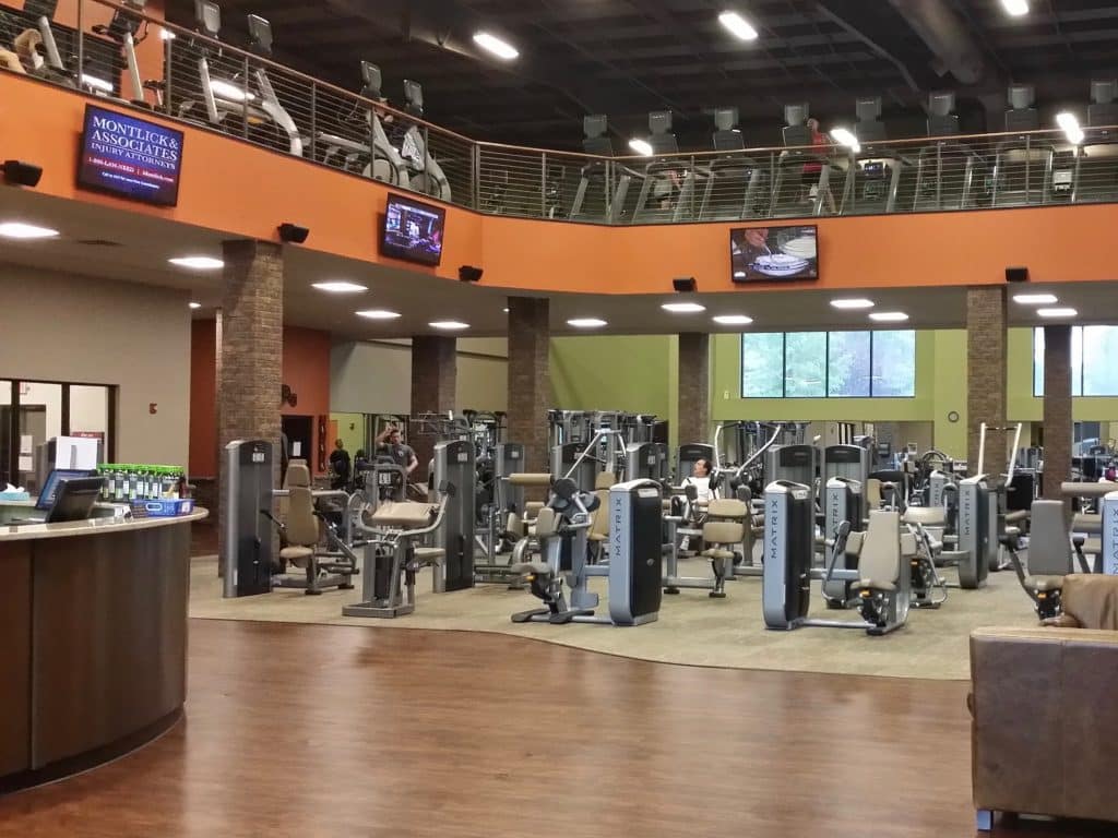 Interior of World Gym in Lexington Circle, Peachtree City, GA.