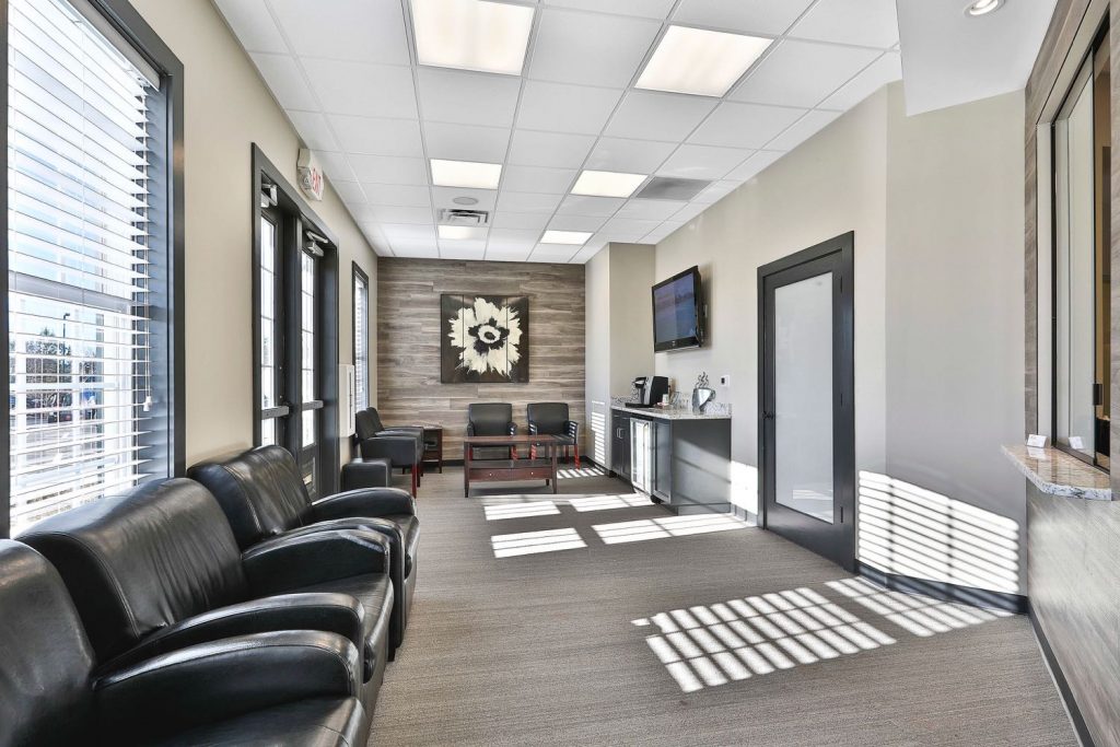 Interior view of lobby in Avella Family Cosmetic Dentistry in Peachtree City, GA.