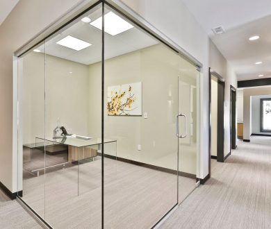 Interior view of meeting room and hallway in Avella Family Cosmetic Dentistry in Peachtree City, GA.