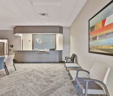 Interior view of waiting room in Takle Eye Surgery Center in Locust Grove, GA.