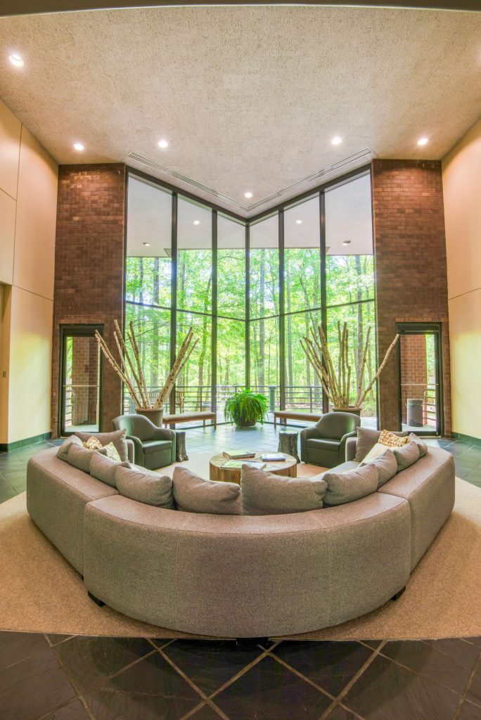 Interior lobby of the Brookside building for 200 Westpark Drive, Peachtree City, GA.