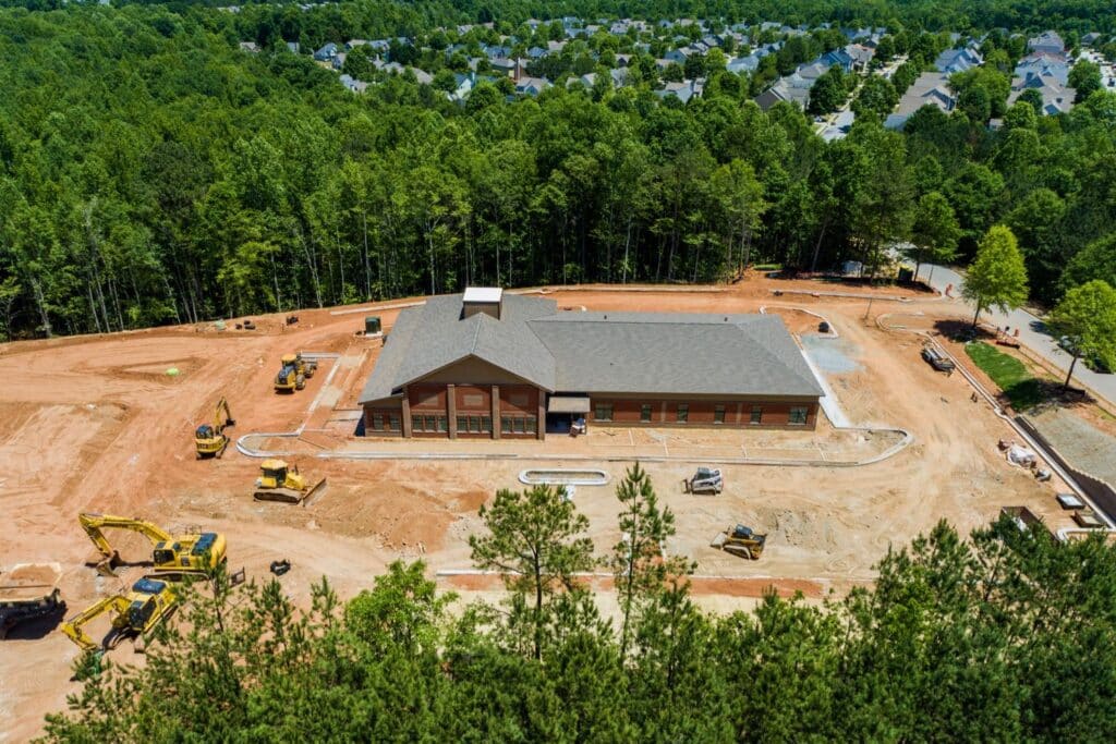 Aerial view of construction for 2147 Newnan Crossing Blvd medical office building in Newnan, GA.