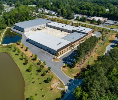 Aerial exterior view of Paschall Business Center in Peachtree City, GA.
