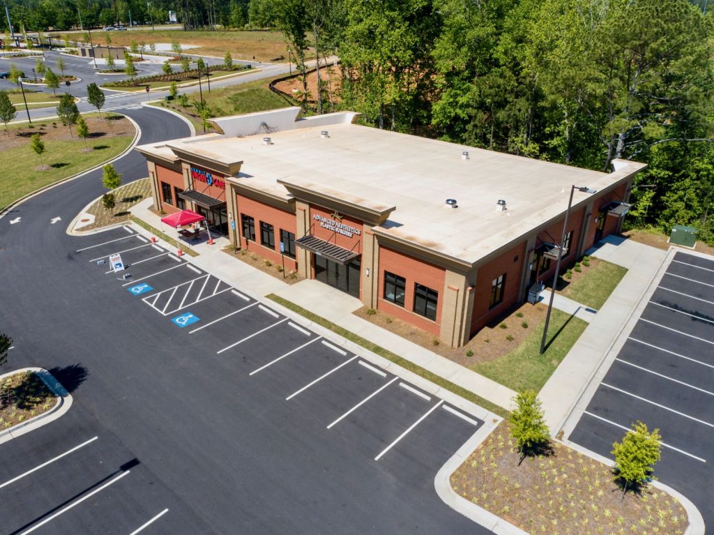 Aerial view 2084 Newnan Crossing Blvd medical office building in Newnan, GA.