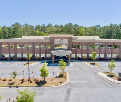 Aerial front view of 2301 Newnan Crossing Blvd Medical Office Building in Newnan, GA.