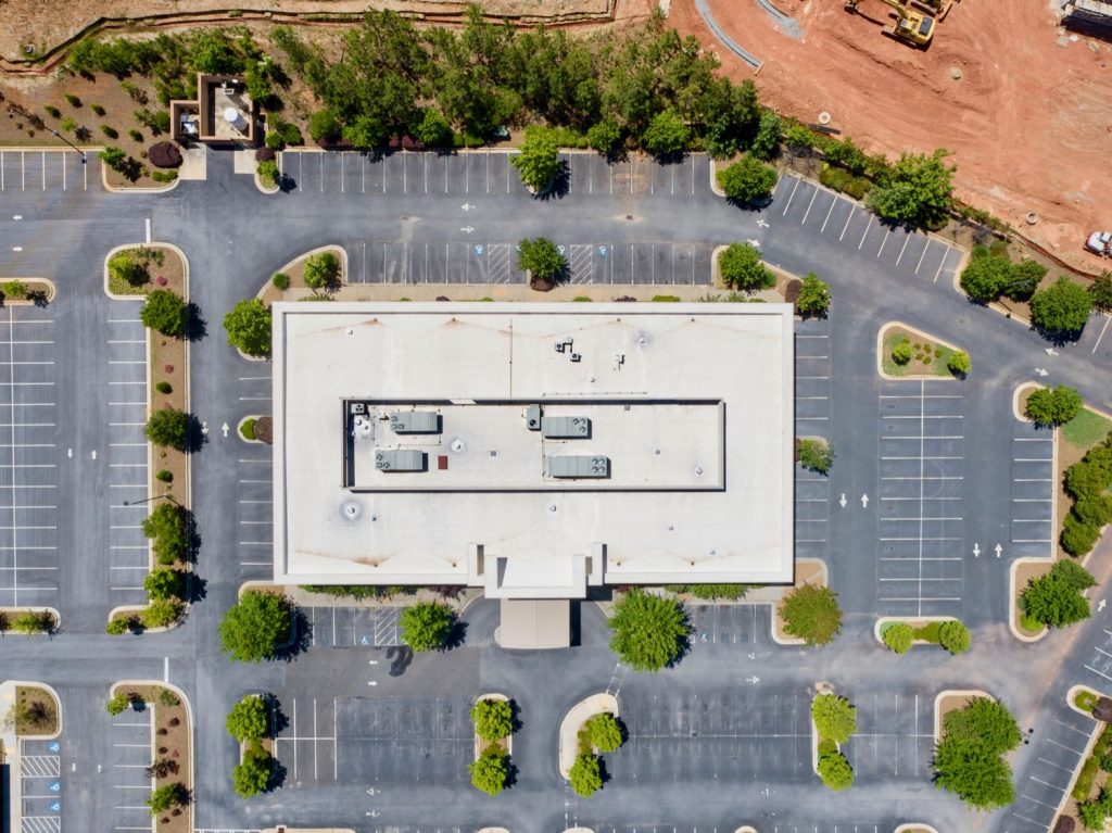Aerial overhead view of 2401 Newnan Crossing Blvd Medical Office Building in Newnan, GA.