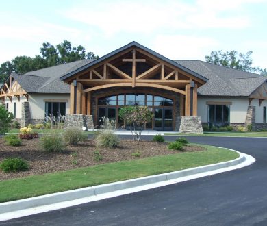 Front exterior view of the Harvest Rain Church International building.