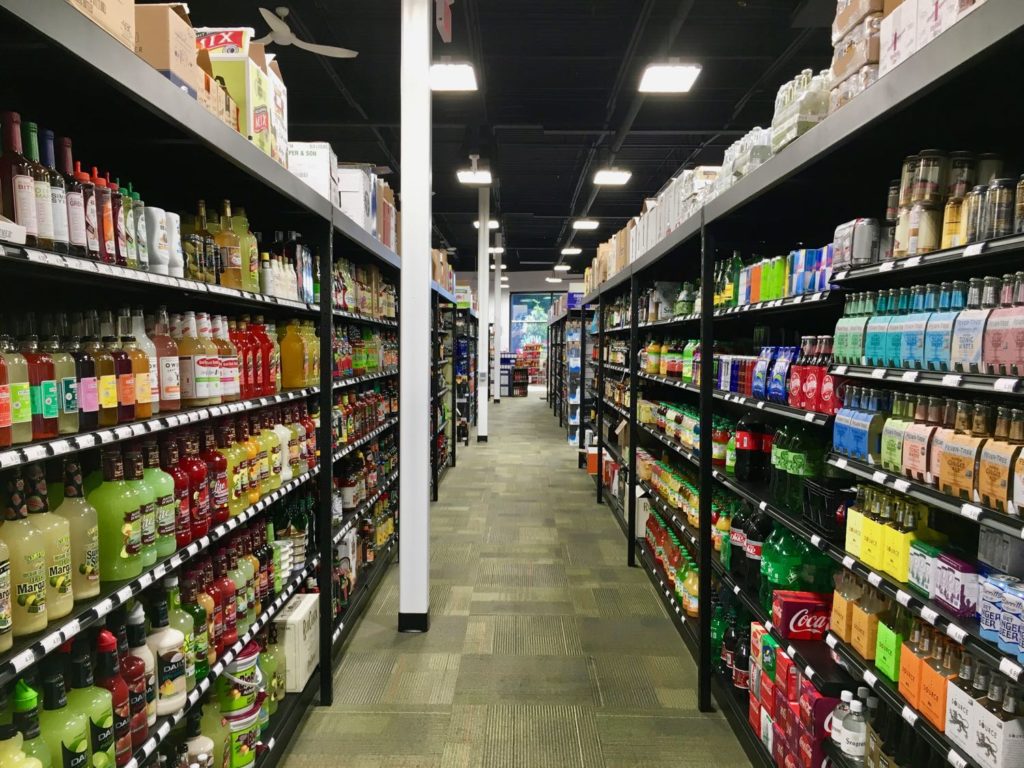 Interior aisle of World of Beverage, Peachtree City, GA.