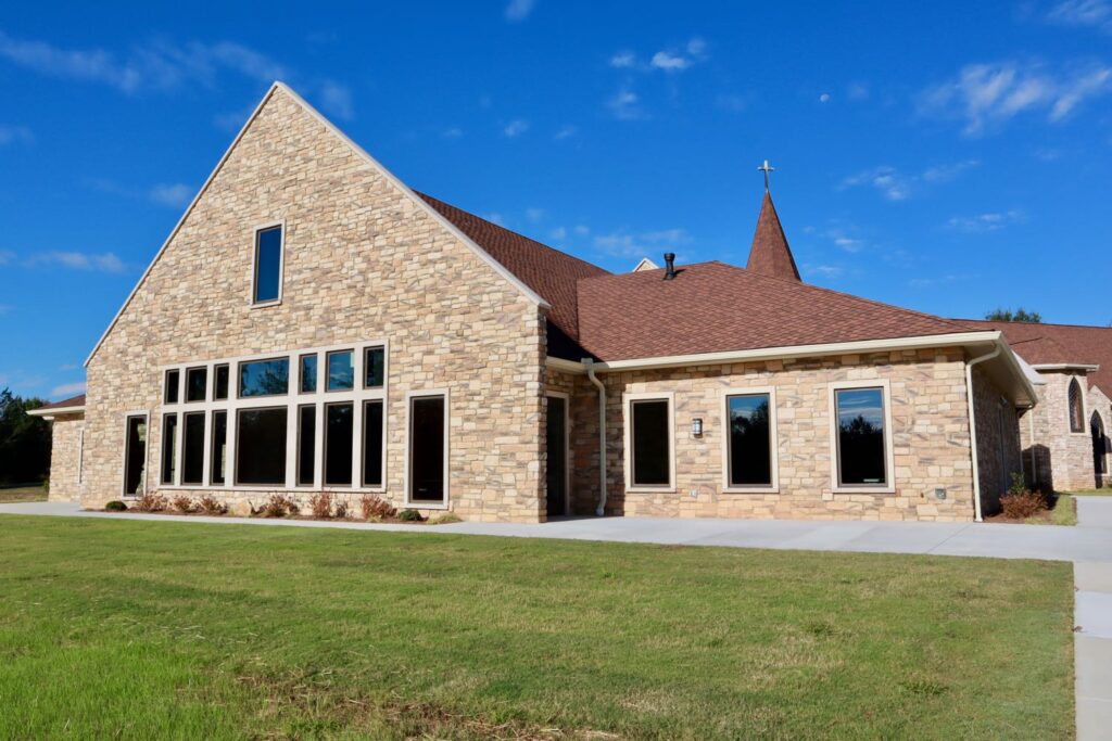Exterior of Faith Lutheran Church Fellowship Hall in Sharpsburg, GA.