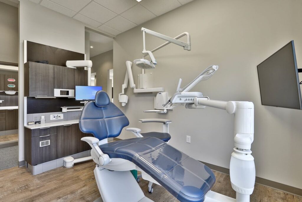 Interior of exam room in Linton Dental office in Peachtree City, GA.