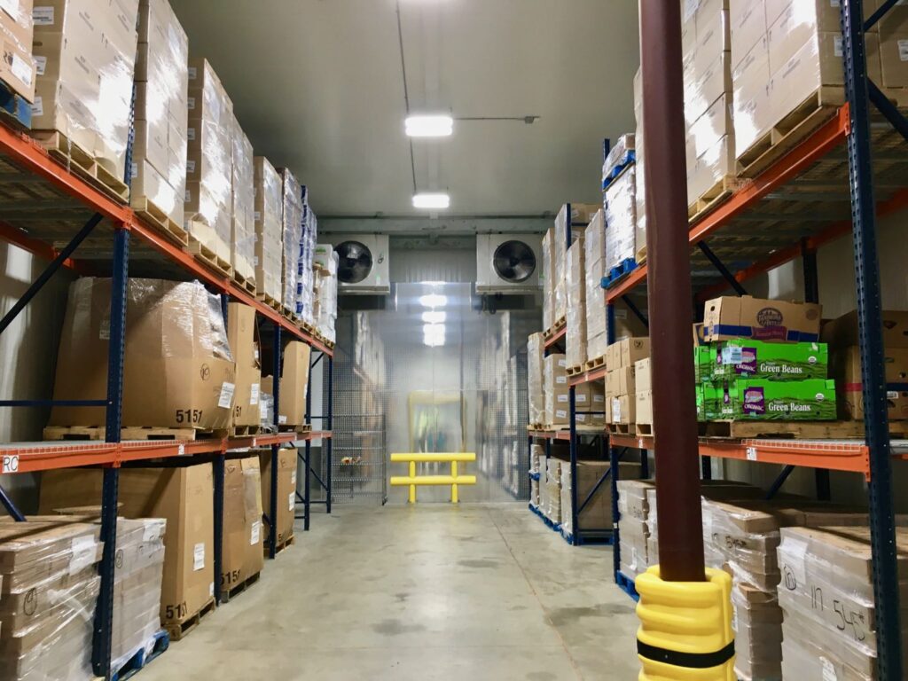 Interior of cold storage at Midwest Food Bank in Peachtree City GA.